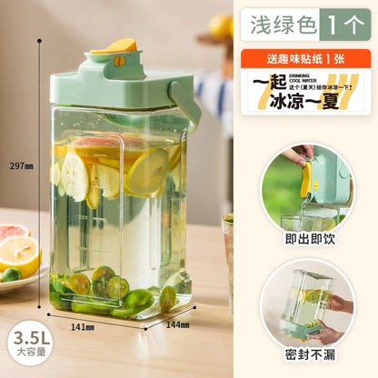 Cold Kettle Summer Flower Teapot with Faucet Refrigerator Cold Kettle Large Capacity Ice Kettle Beverage Bucket Outdoor