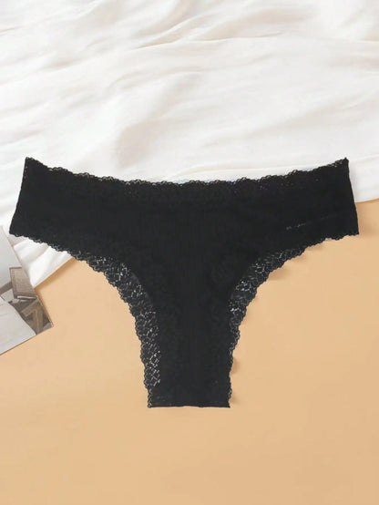 4PCS  sexy V-shaped thong jacquard swimming cloth briefs cotton breathable and comfortable underwear for women
