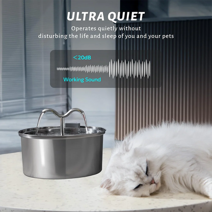 3L Cat Water Fountain Stainless Steel Pet Water Fountain with Automatic Water Fountain for Cats Inside Dog Fountain Dispenser