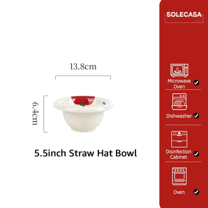 SHUNXIANG Tomato Puppy Ceramic Tableware Set Cute Cartoon Print Plates Soup Bowl Salad Pasta Microwave Safe Kitchen Dinnerware