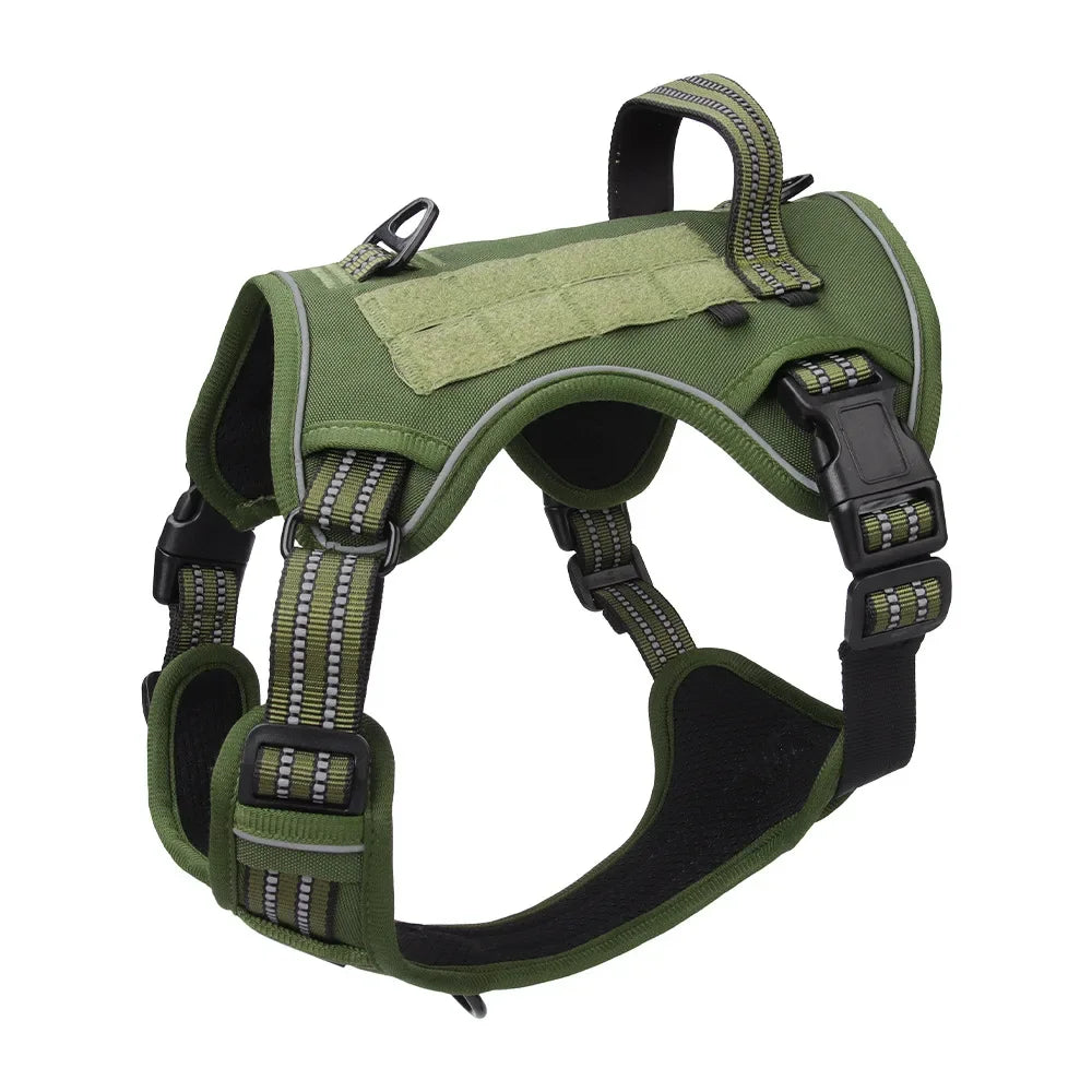 Large Dog Tactical Vest Multi-Function MOLLE-Compatible Harness with Anti-Pull Design for Outdoor Training Gear