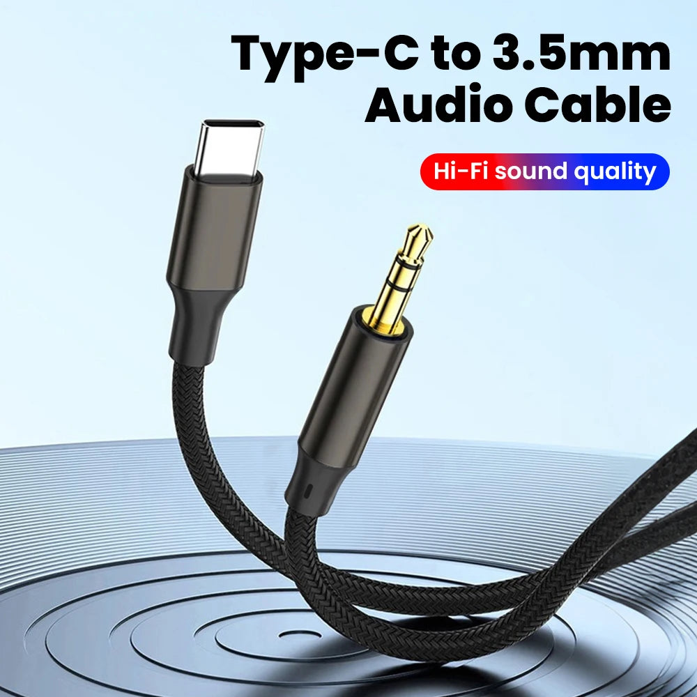 Type C To 3.5mm Aux Audio Cable Headset Speaker Headphone Jack Adapter Car Aux for Samsung S25 Note 20 S26 Ultra Tab S7