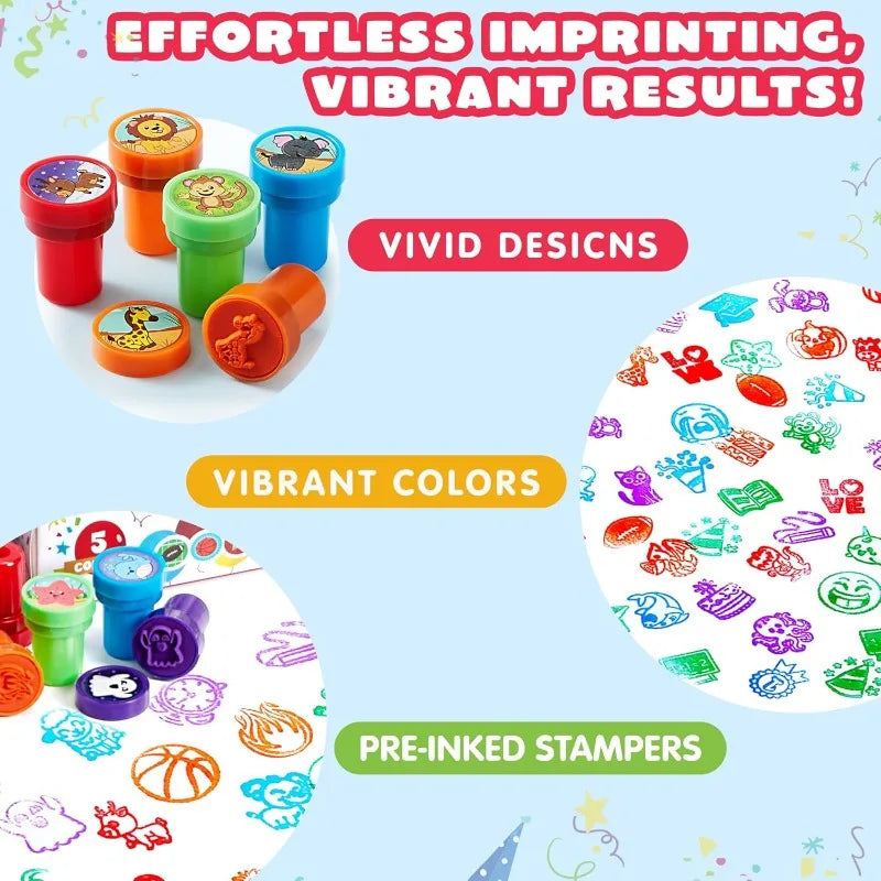 50 Pcs Assorted Stamps for Birthday Party Favor Carnival Prizes School Stampers Goodie Bag, Easter Treasure Box Toys