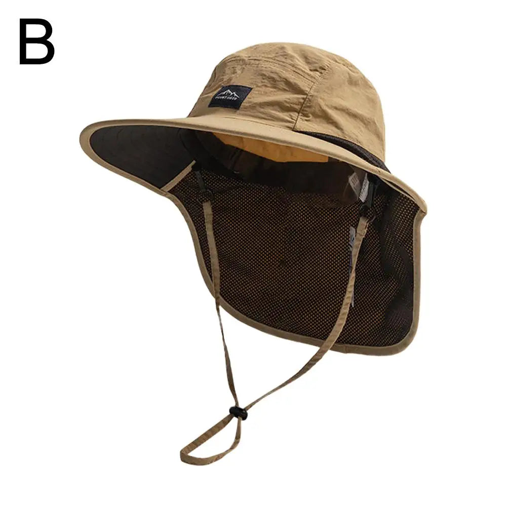 1Pc Outdoor Sun Hat Anti-UV Sun Protection Fisherman Hat Windproof Quick-Dry Neck Protection Mesh Breathable Thin Camping Cap