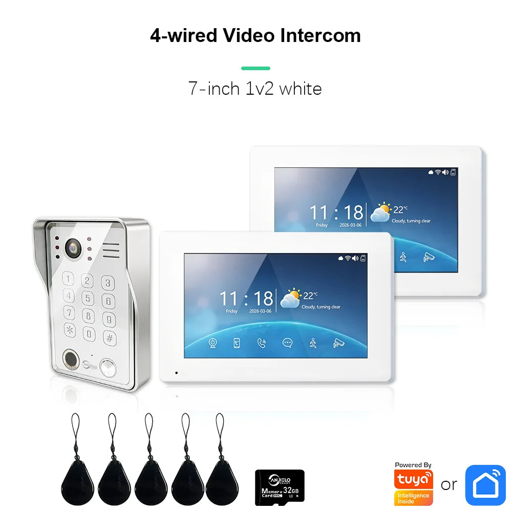 ANJIELO Doorbell Video Intercom System for Home Doorphone Tuya Smart 1080P Monitor Motion Detection Digital Photo Frame