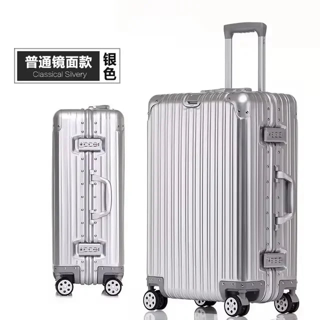100% Aluminum-Magnesium Alloy Suitcases 20/24/26/29 Inch Lightweight Spinner Luggage TSA Lock Durable Travel Bag