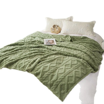 New Jacquard Rhombus Taffy Velvet Blanket Single Layer Double Sided Milk Velvet Soft Warm Throw Blanket for Sofa Bed Office Air