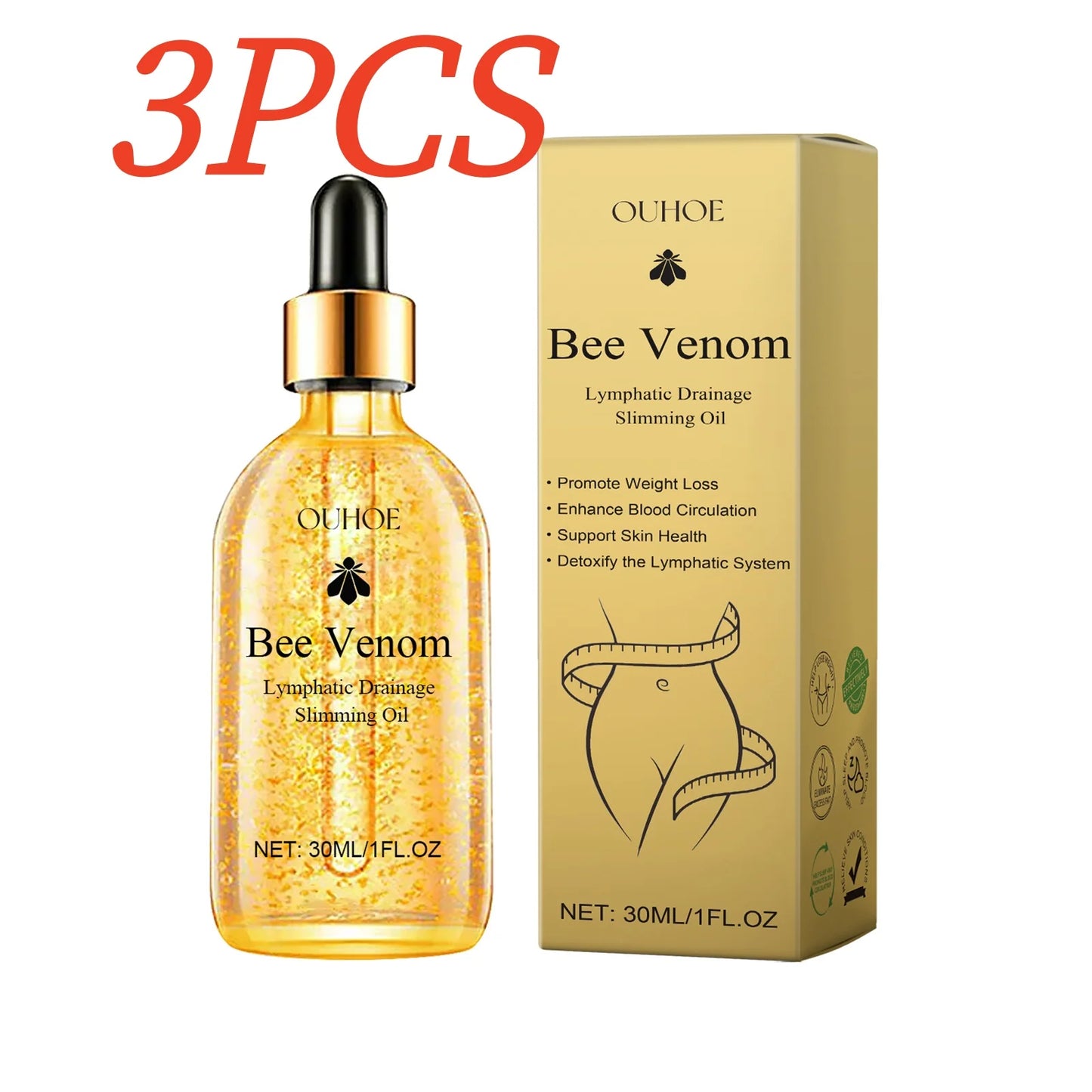 Bee Venom Slimming Oil Lymphatic Drainage Weight Loss Body Firming Tightening Hydrating Fat Burning Anti Cellulite Massage Oil