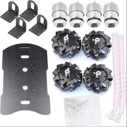 15KG Payload 4WD 80mm Mecanum Wheel Robot Car Chassis Kit with DC 12V Hall Motor for Arduino Raspberry Pi DIY Project STEM Toy