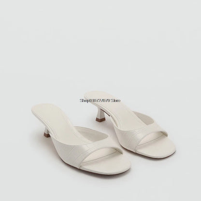 Women's High Heel Sandals 2026 Spring Summer New Painted Leather Fashionable Elegant Sandals Outdoor Wearable High Heel Slippers