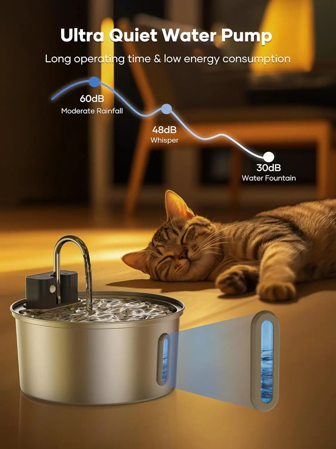3L Stainless Steel Wireless Recharging Sensor Pet Cat Water Fountain Auto Drinking Fountain For Cats Dog Drinker Dispenser Bowl