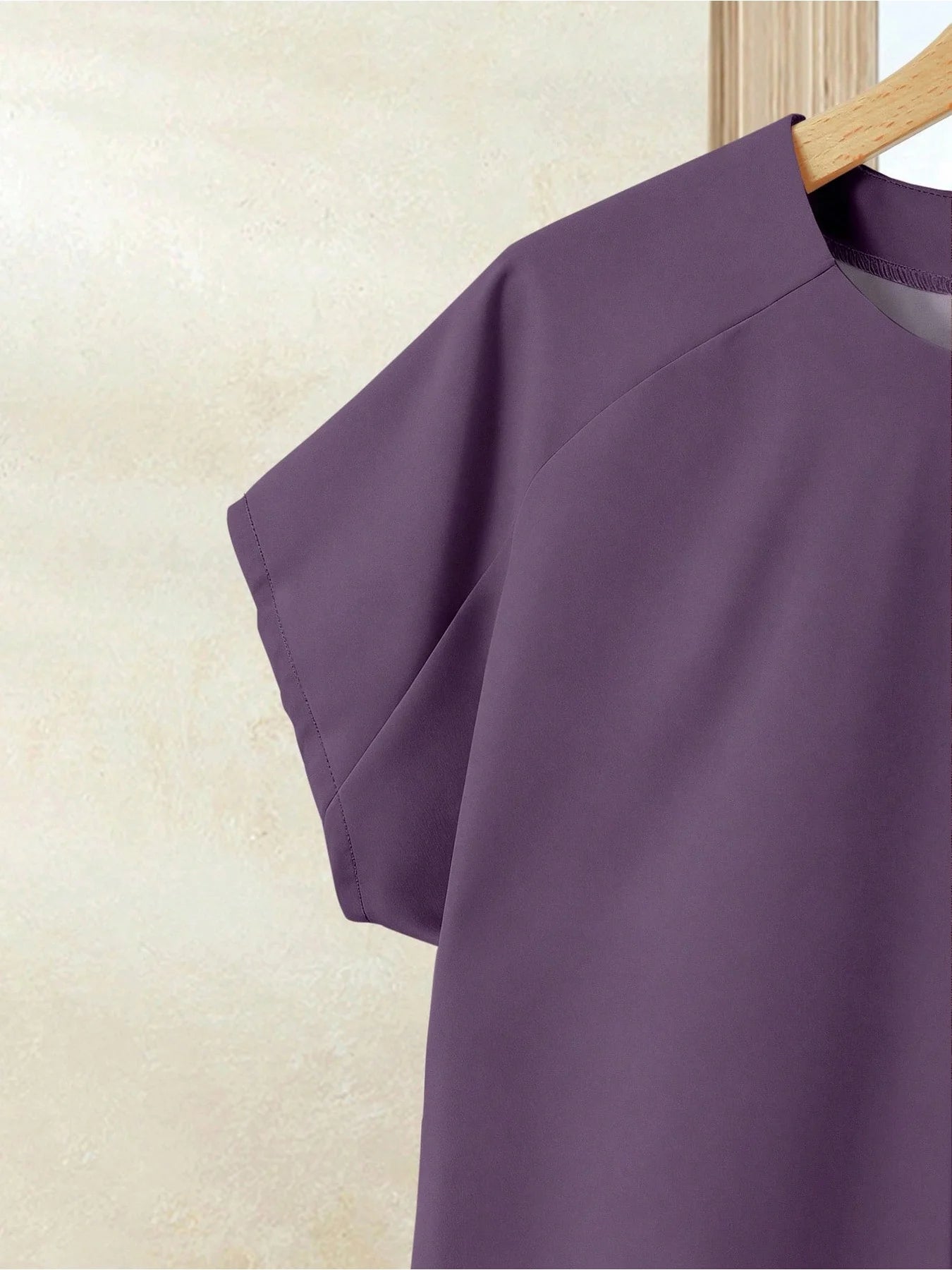 Retro Women's Plus Size Ink Purple Printed Skirt + Simple Purple Short-Sleeved T-Shirt Elegant Women's Casual Suit