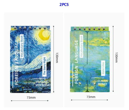 Portable Mini Notebook Japanese Famous Painting Pocket Spiral Notebook Languages Learning Word Book for School Stationery