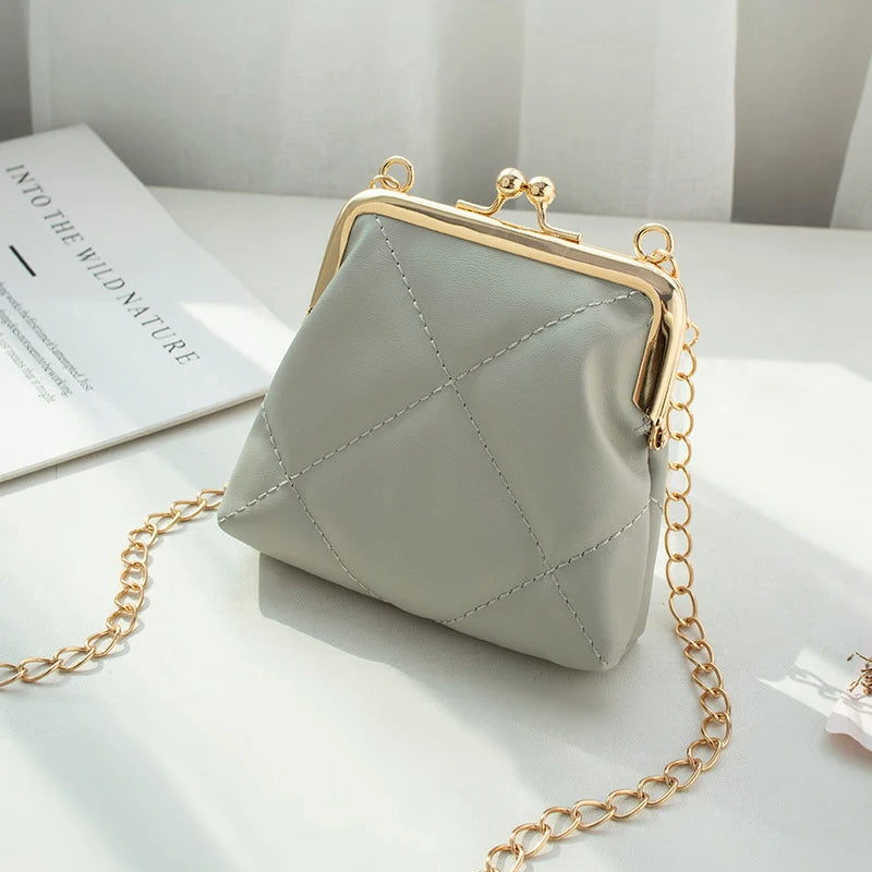 Fashion Single Shoulder Bag Diamond Lattice Embroidery Messenger Bag For Women Female Keys Coin Purse PU Mini Handbag