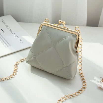 Fashion Single Shoulder Bag Diamond Lattice Embroidery Messenger Bag For Women Female Keys Coin Purse PU Mini Handbag