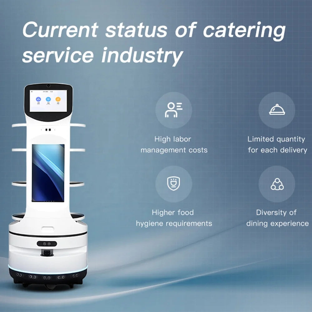 Smart Commercial Delivery Robot Waiter for Restaurants Repartidor De Comida Servant Roboter Humanode Food Service Robot