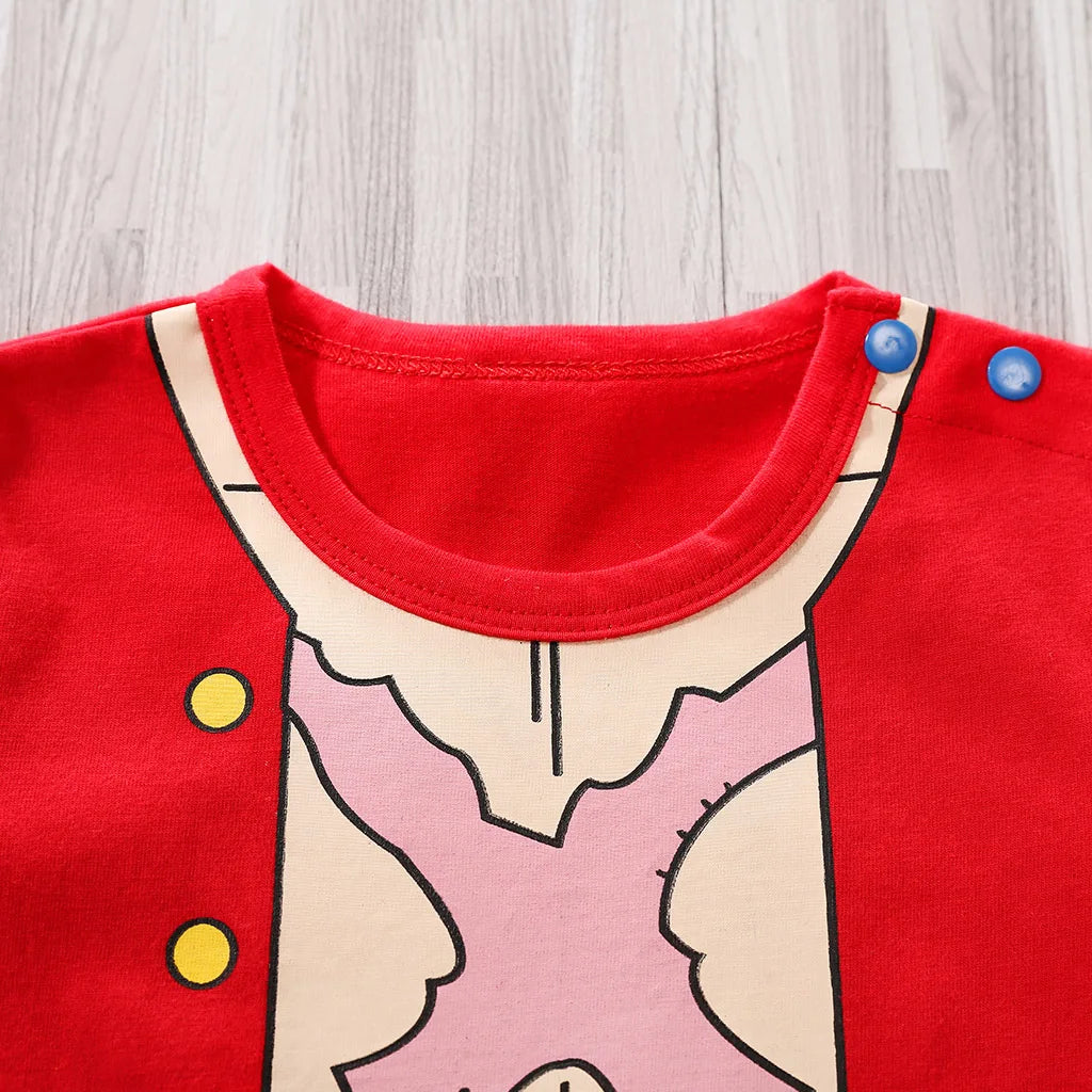 Cartoon 100% Cotton Short Sleeve Newborn Baby Boy Onesie Round Neck Comfortable Soft Trendy New Style Cute and Cool Summer Baby