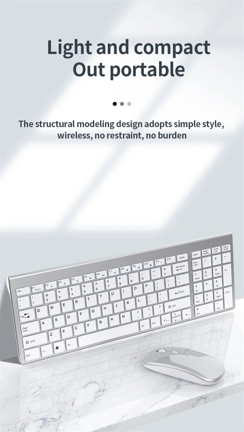 Wireless Keyboard and Mouse Combo Bluetooth 5.0 & 2.4G Rechargeable Multimedia Keyboard Mouse Set for Laptop PC TV iPad Android