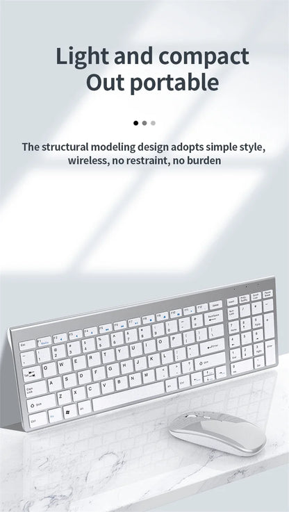 Wireless Keyboard and Mouse Combo Bluetooth 5.0 & 2.4G Rechargeable Multimedia Keyboard Mouse Set for Laptop PC TV iPad Android