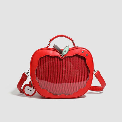 Apple Shaped Transparent Ita Bag Backpack Cute Doll Display Storage Bag for Girls Detachable Strap Casual Crossbody Backpack