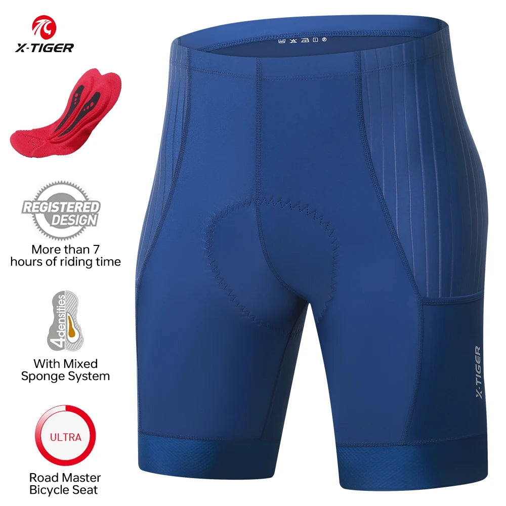 X-TIGER Men's Cycling Shorts Padded Bicycle Short Road Biking Clothing Road Mountain Riding Bicycle Cycle Shorts with Pockets