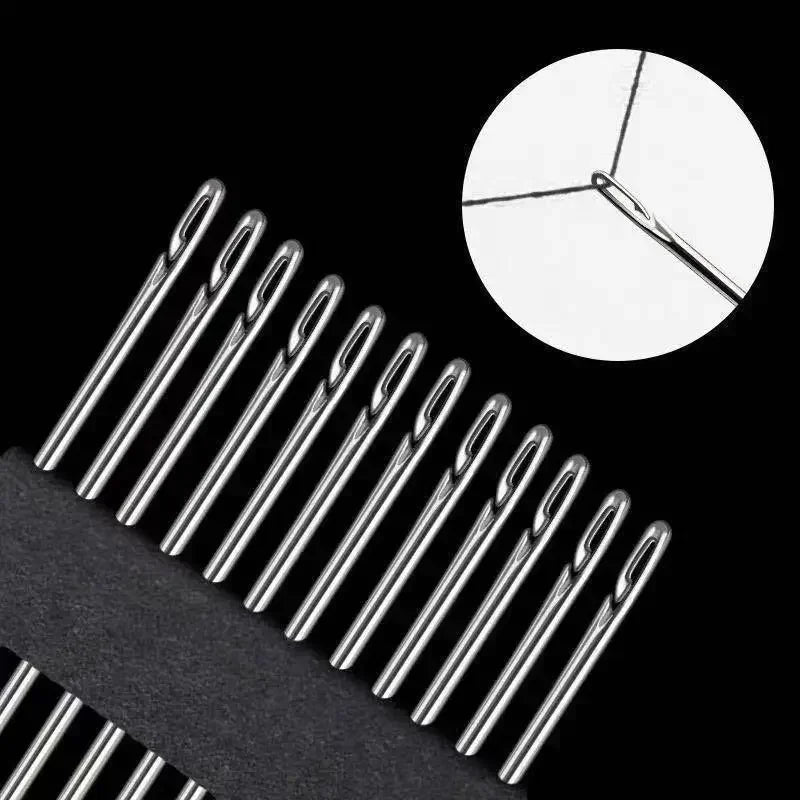 36/12PCS Blind Needle Elderly Needle-side Big Hole Hand Stainless Steel Sewing Needless Threading Household DIY Sewing Needles