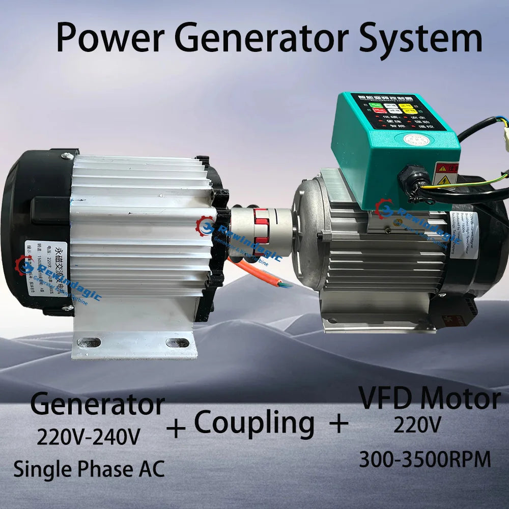 Generator 5KW 10KW 20KW 220V Single Phase Alternator High RPM Permanent Magnet Generator With VFD Electric Motor Household Load