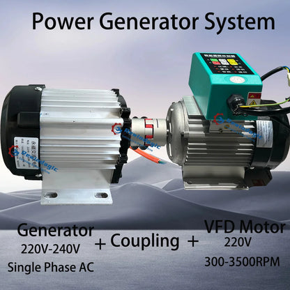 High Efficiency 5000W 10KW 20KW 220V Alternator Permanent Magnet Generator With Variable Frenquency Drive Motor Household Load