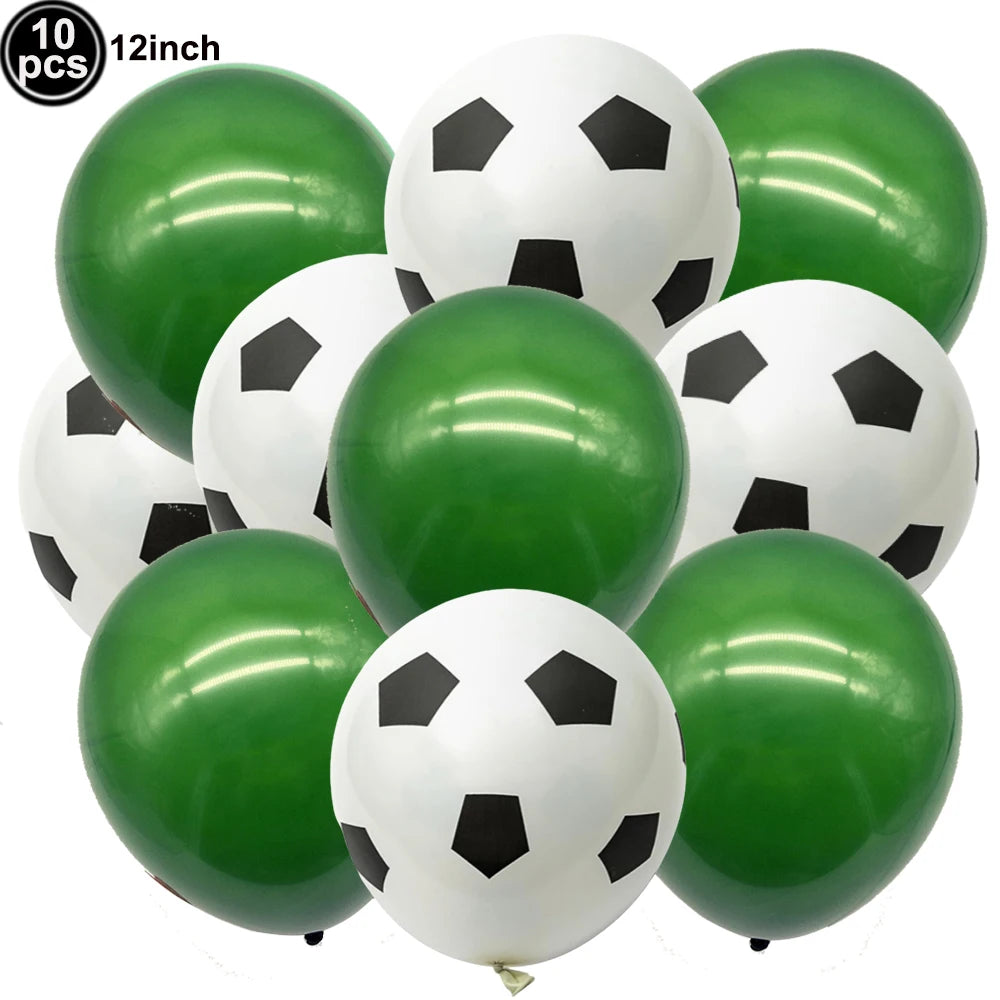 10Pcs 12inch Soccer Balloons Red Blue Black White Confetti Football Latex Balloon Boy Soccer Birthday Party Baby Shower Decor