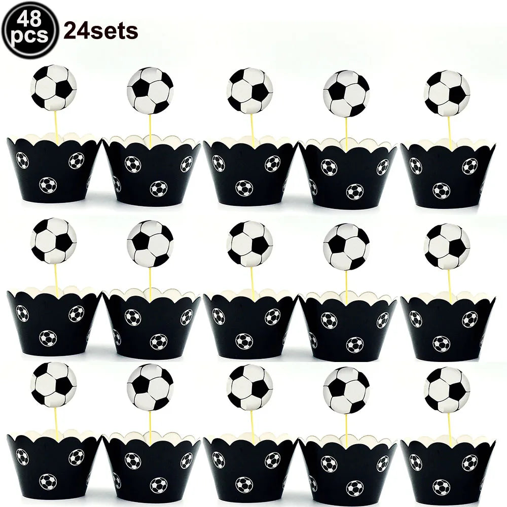 Soccer Ball Cake Topper Decorations Cupcakes Toppers Happy Birthday Sign Decor Football Theme Boy Girl Birthday Party Supplies