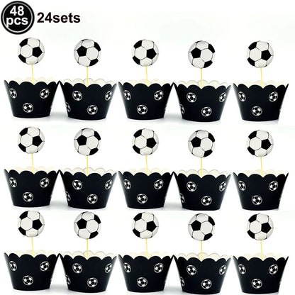 Soccer Ball Cake Topper Decorations Cupcakes Toppers Happy Birthday Sign Decor Football Theme Boy Girl Birthday Party Supplies