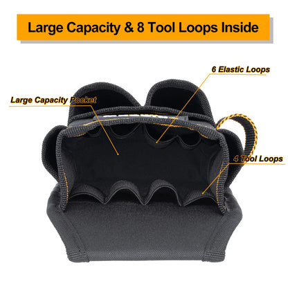 TKIGZNW Pocket Tool Pouch，6-Pouches and 9 Screwdriver Loops Construction, Heavy-Duty Tool Bag with Adjustable Belt for Electrici