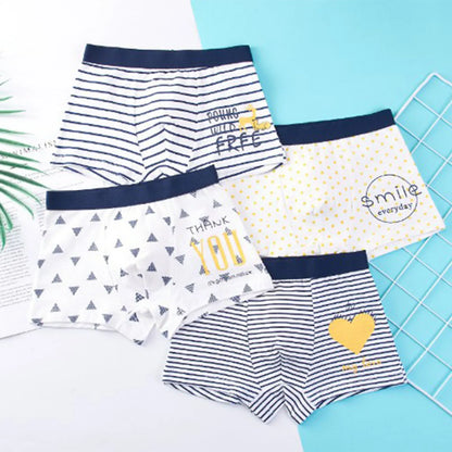 4pcs Baby Boys Boxers Cotton UnderPanties Cute Kid UnderWear Bear Car Cartoon Print Briefs Soft Shorts Student Boy Panties 2-16Y