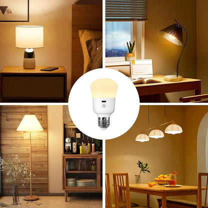 Usb Rechargeable Light Bulb with Remote Control Dim & RGB, Timer, Backup Emergency Light for Home or Outdoor