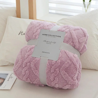 New Jacquard Rhombus Taffy Velvet Blanket Single Layer Double Sided Milk Velvet Soft Warm Throw Blanket for Sofa Bed Office Air