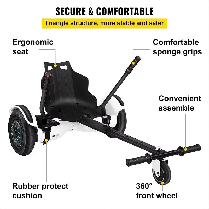 【2026】Hoverboard Seat Attachment 200lbs Capacity, 26"-34.5" Adjustable Length Hover Board Go Kart Accessory W/Comfortable&Sturdy