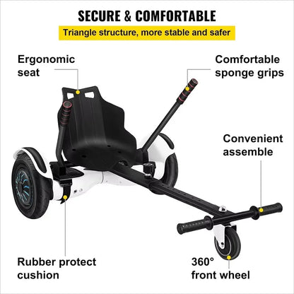 【2026】Hoverboard Seat Attachment 200lbs Capacity, 26"-34.5" Adjustable Length Hover Board Go Kart Accessory W/Comfortable&Sturdy