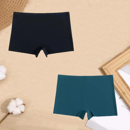 2 Pieces Boxers for Women Silk Seamless Female Underwear Mid-Rise Elasticity Women's Safety Panties Soft Boyshorts Lady Lingerie