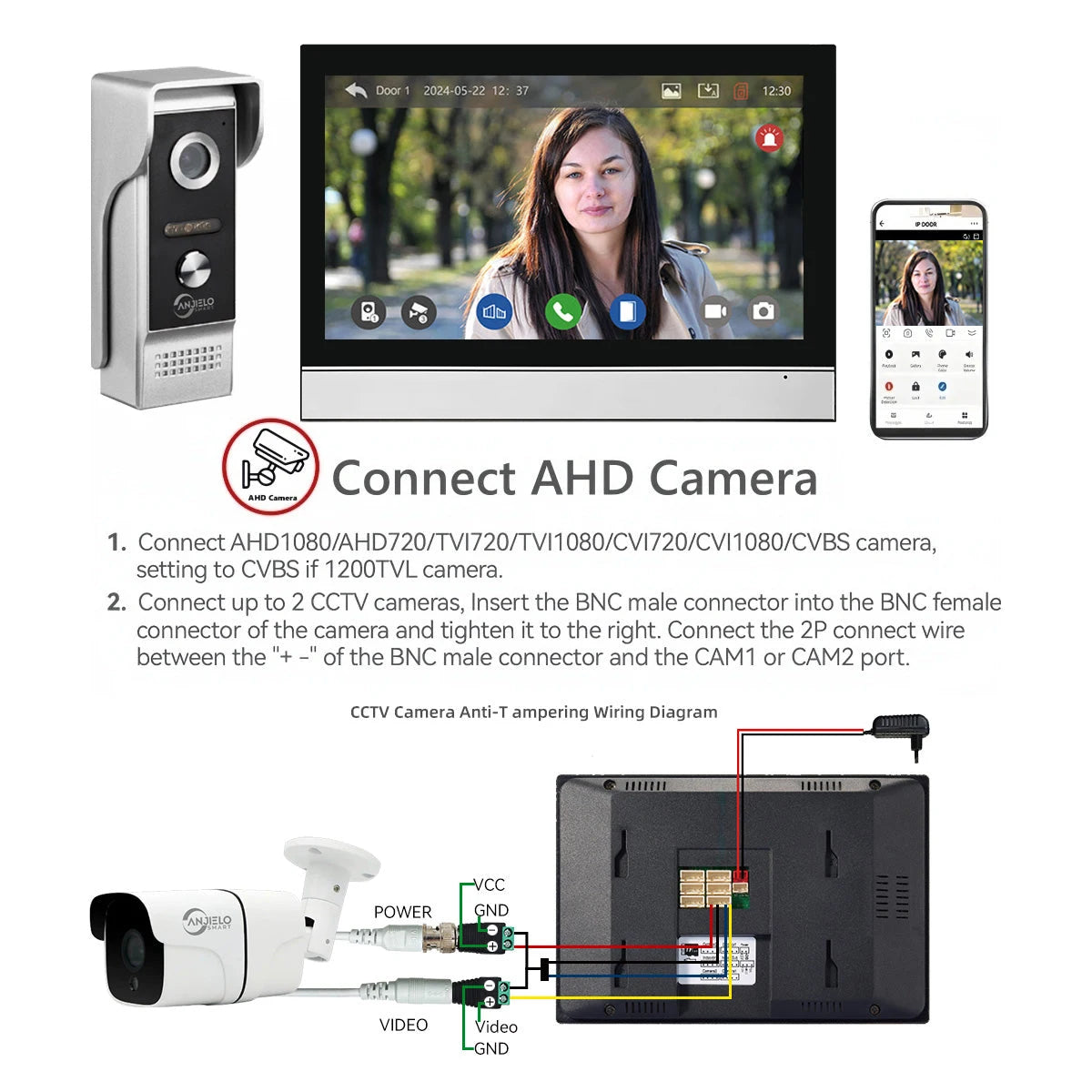 Tuya 1080P 7/10 inch Color Touch Screen WiFi Doorbell Intelligent APP Intercom Kit with Mobile Detection 128G Image Storage