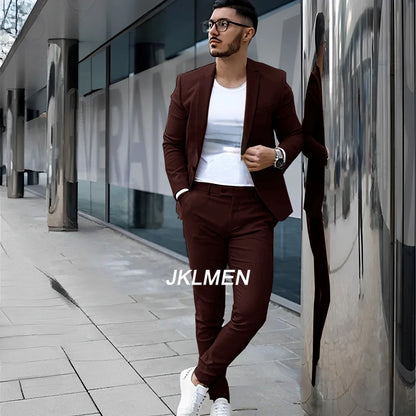 Gray Men's Suit 2 Piece Suit Summer Casual Jacket Pants Formal Wedding Tuxedo Groom Clothes Custom Color Blazer XS-5XL
