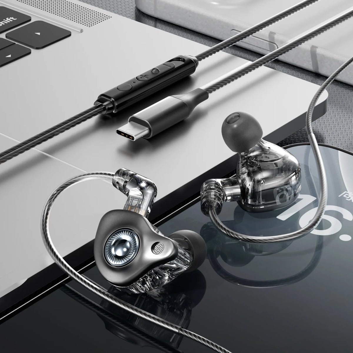 HIFI 3.5mm&Type-C Wired Headphones 9D Surround Deep Bass Stereo Headset Sport Earphone Detachable Cable ENC Noise Reduction