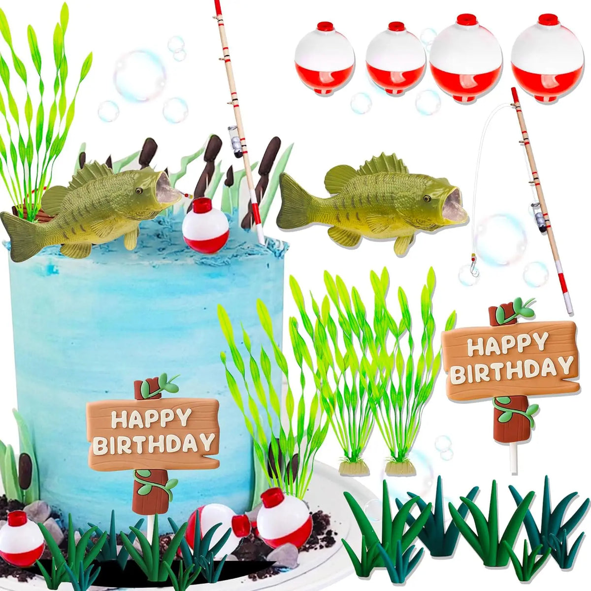 Fishing Cake Topper Gone Fishing Cake Topper Fishing Birthday Party Decorations for Baby Shower Birthday Party Supplies