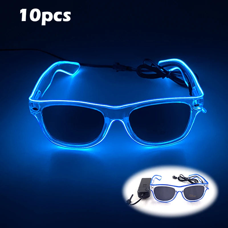 1PC Light Up LED Glasses Glow Sunglasses EL Wire Neon Glasses Glow in The Dark Party Supplies Neon Party Favors for Adults