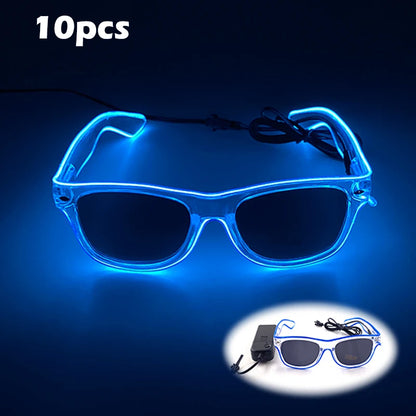 1PC Light Up LED Glasses Glow Sunglasses EL Wire Neon Glasses Glow in The Dark Party Supplies Neon Party Favors for Adults