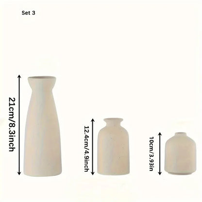 Set of 3 Ceramic Vases for Country Home Decor, Modern Farmhouse Decor, Living Room Decor, Bookshelf Decor, Table Decor Vases