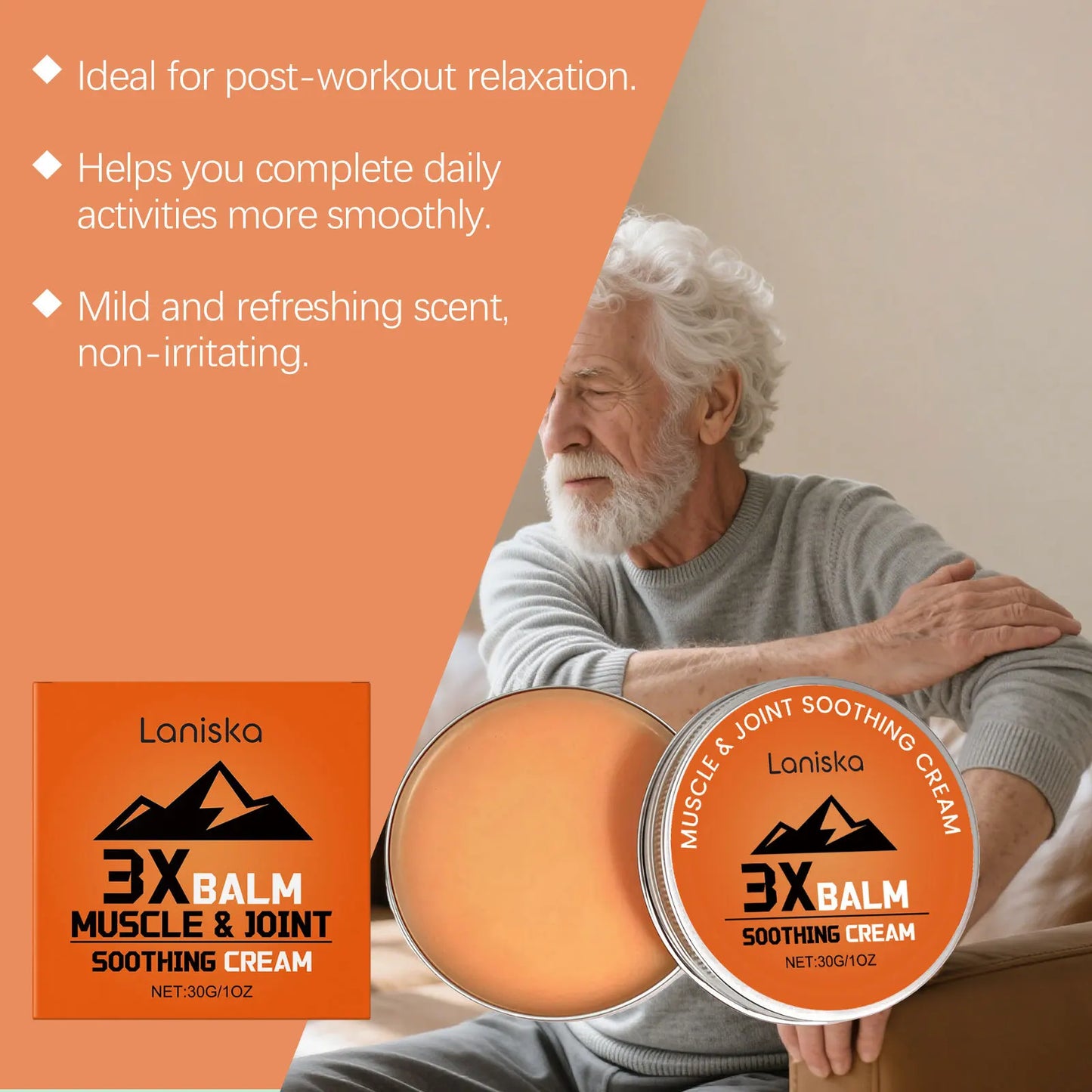Laniska Therawolf Nerve-Relief Balmdeeply Penetrate Fast-Acting Relief Joint Discomfort Gentle Care Knee Shoulder Joint Support