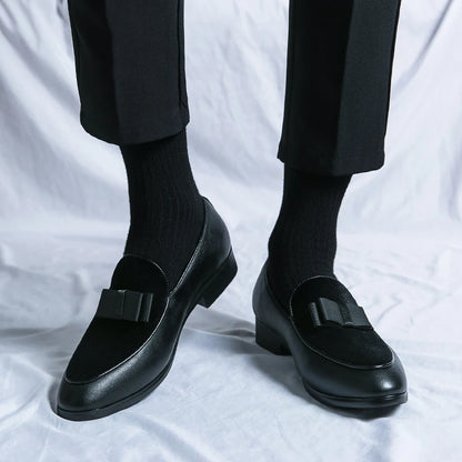 Fashion Wedding Shoes For Men Dress Casual Business Leather Shoes Male Classic Formal Bow Office Social Party Shoes Man Loafers