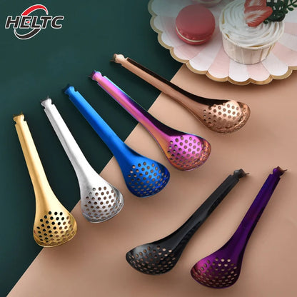 410 Stainless Steel Kitchen Spoon With Holes Cuisine Caviar Builder Roe Sauce Strainer Spoon Durable Kitchen Cooking Gadgets