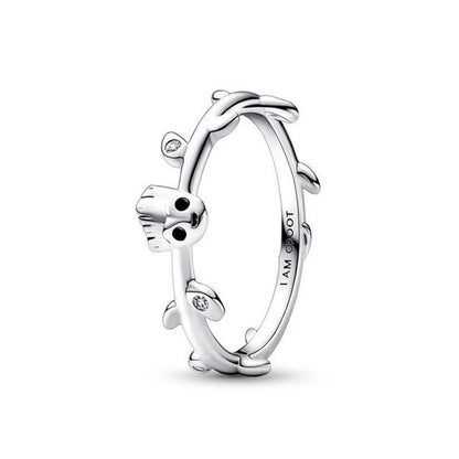 925 Sterling Silver Red Luminous firefly Heart Stone Snowflake Daisy Ring Rings Wedding Fashion Fine Jewelry For Mother Day