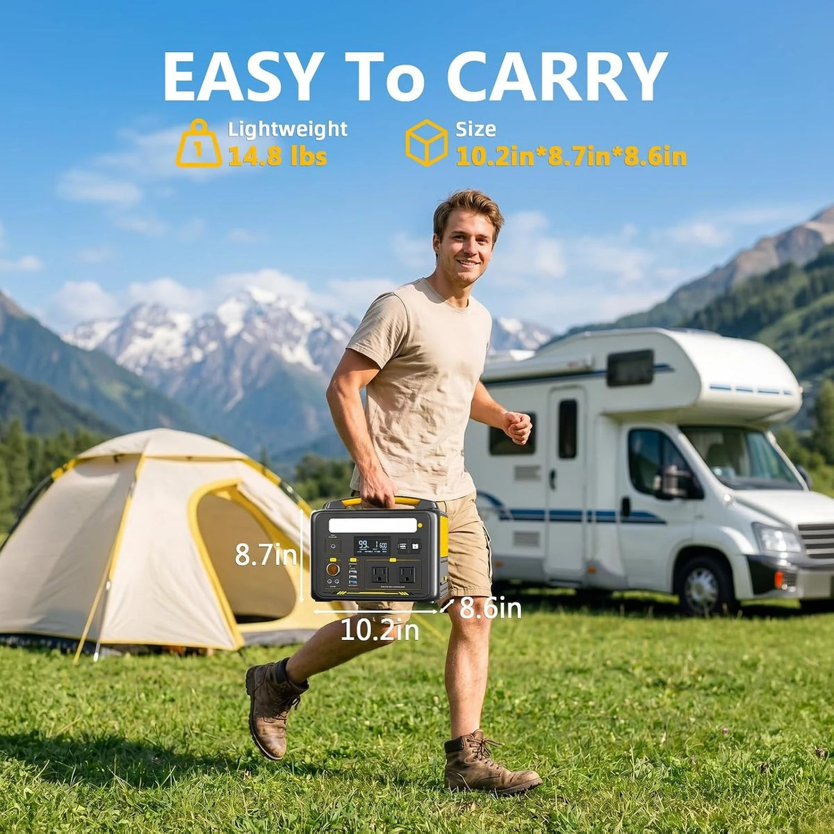 Jump 600X Portable Power Station 600W, 299Wh LiFePO4 Battery | 1200W Surge AC Outlet, PD 60W USB-C, 2-In-1 Solar, Customized